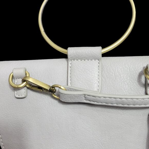 Anthropologie Veronica Ring Bag Grey Crossbody Bracelet Handle Half Moon Small - Picture 11 of 15